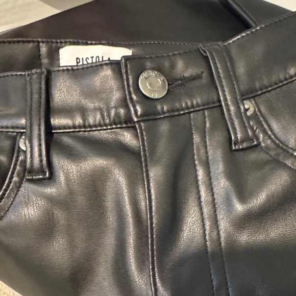 PISTOLA Black faux Leather pants Size 24 - Picture 9 of 11